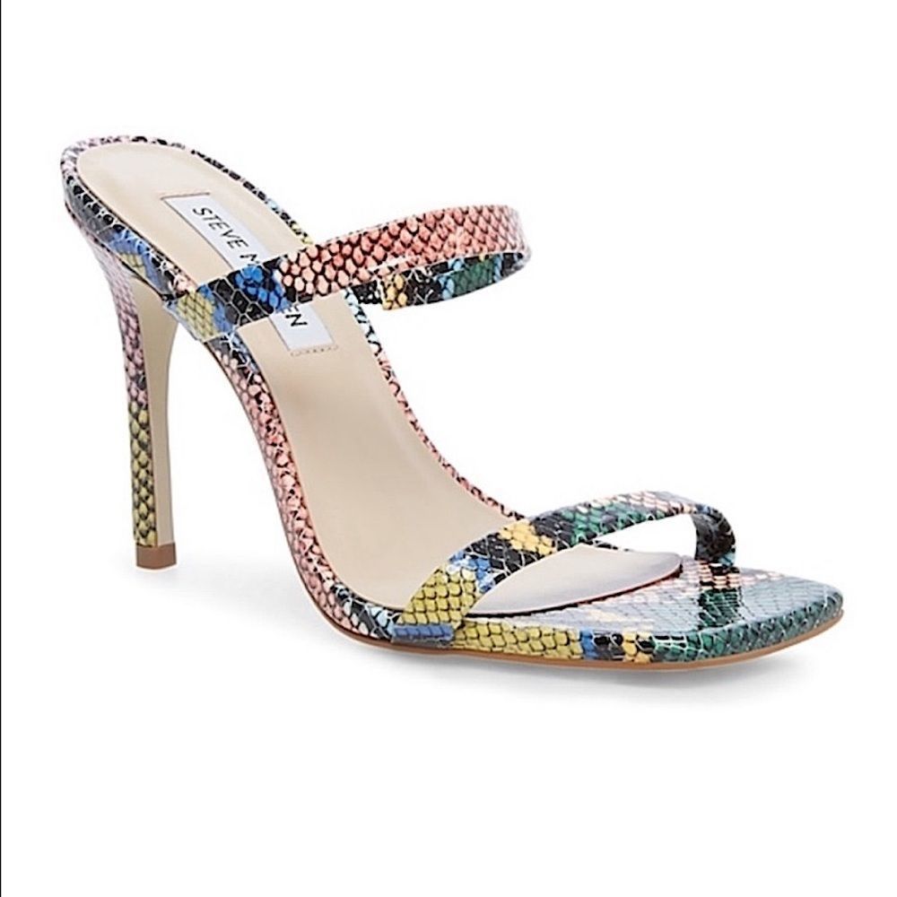Steve Madden Michelle Multi Color Snake Print Heeled Sandal